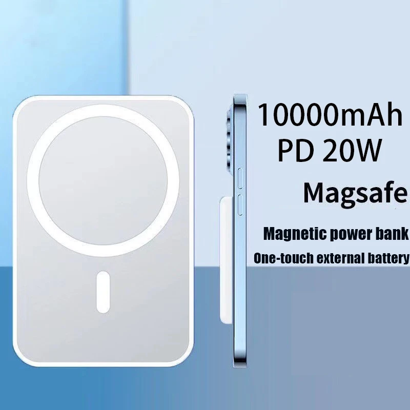 Magnetic fast charging power bank comes with a cable of 10000 mAh, with a large capacity, portable, mini Magsafe wireless PD20W