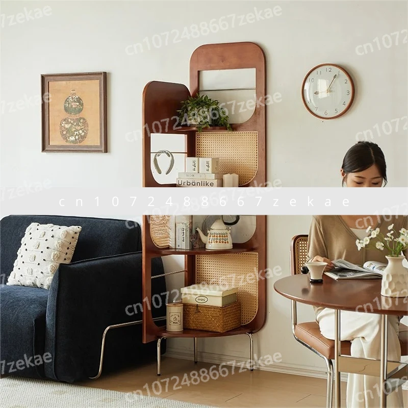 

corner cabinet floor sofa side against the wall LH rattan solid wood storage bookshelf storage