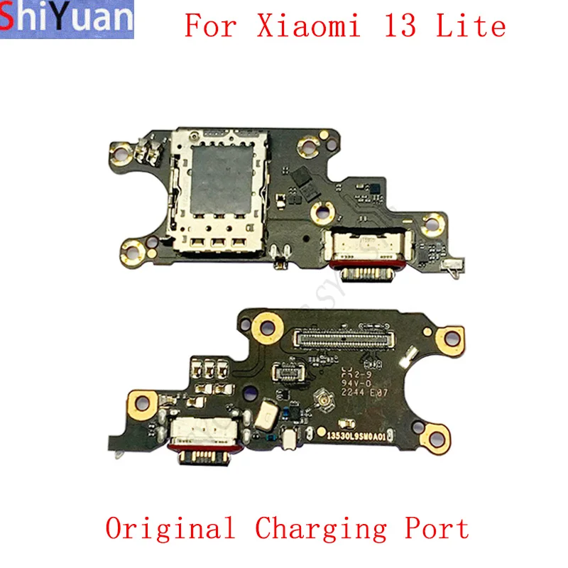 Papan konektor Port pengisian daya USB kabel Flex untuk Xiaomi Mi 13 Lite suku cadang perbaikan pengganti konektor pengisian daya