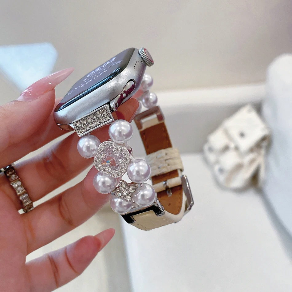 سوار جلدي بنقشة أوراق البرسيم لساعة Apple Iwatch Series 11 10 9 8 7 6 5 4 3 2 SE Ultra 38 مم 40 مم 41 مم 42 مم 44 مم 45 مم 46 مم 49 مم