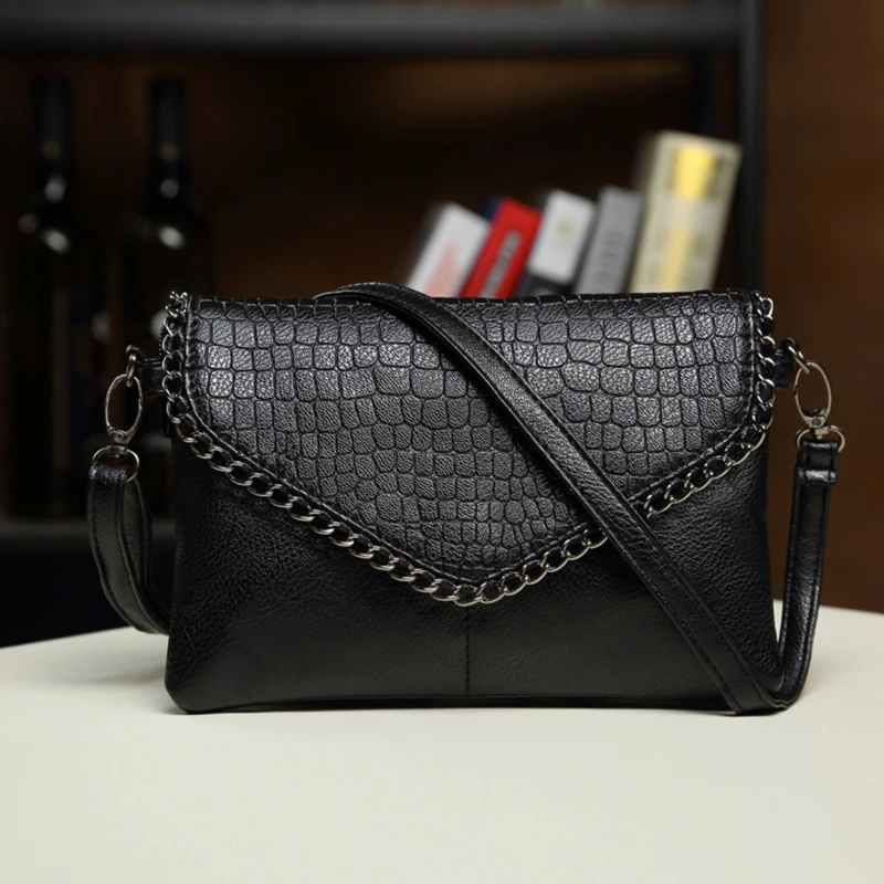 1PC S/L Women Black Handbags Women PU Messenger Bag Shoulder Bag Female Casual Crossbody Bag Retro Purse