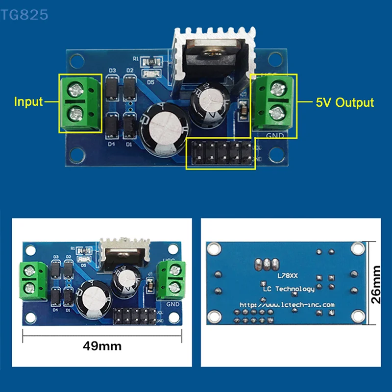 【AN】LM7805 DC 5V Three Terminal Voltage Regulator Power Supply Stabilizer Module