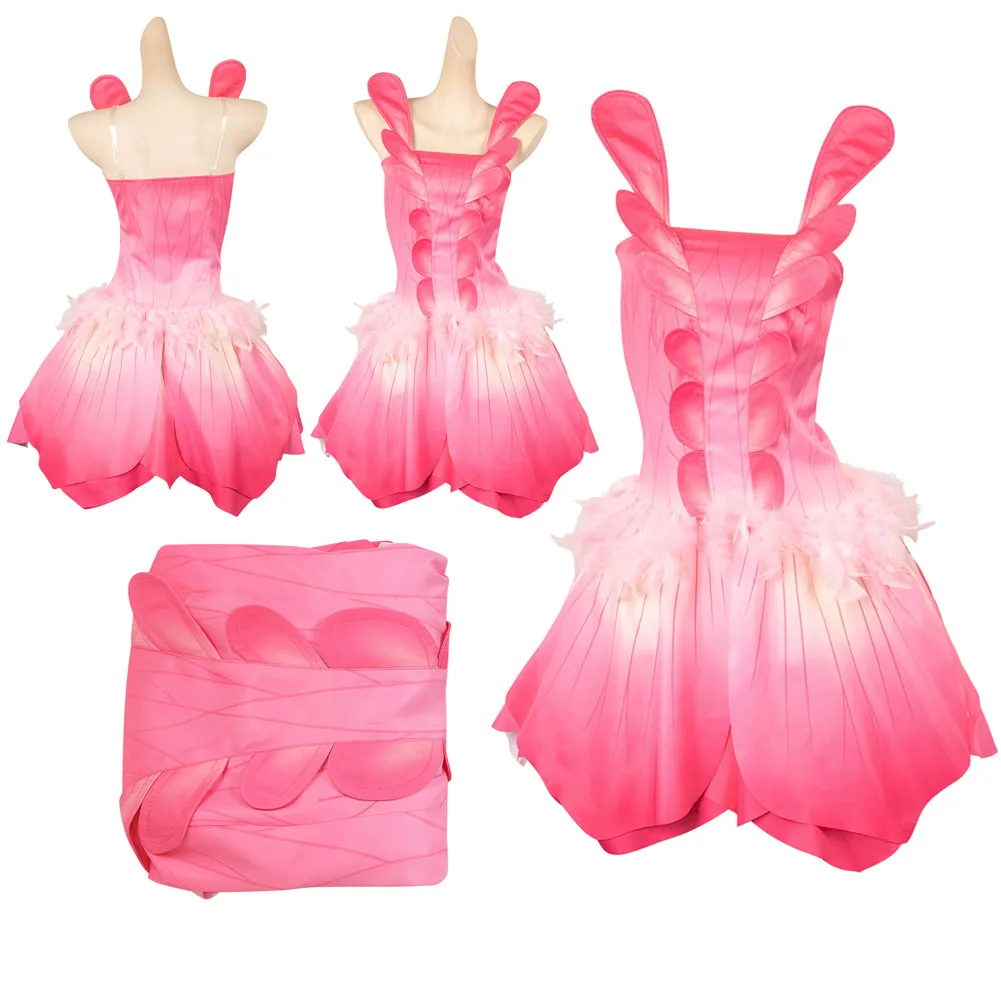 Weibliche Elina Cosplay Cartoon Kostüm Kleid Rosa Set Outfits Mädchen Frauen Erwachsene Halloween Karneval Party Disguise Roleplay Anzug