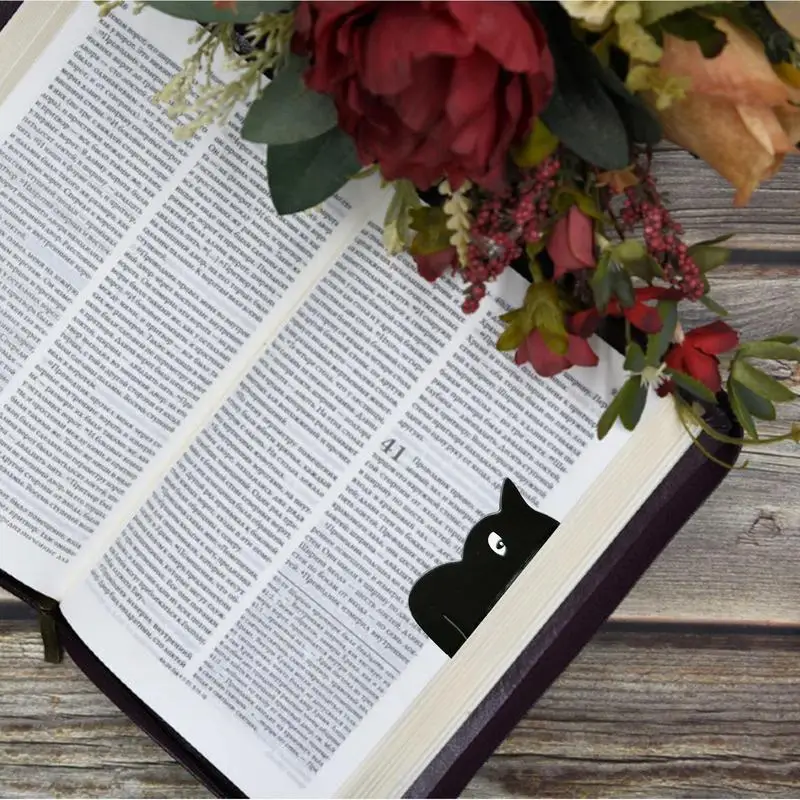 Black Cat Bookmark for Books Cute Cartoon Magnetic Page Clips Book Marker Unique Reading Gift