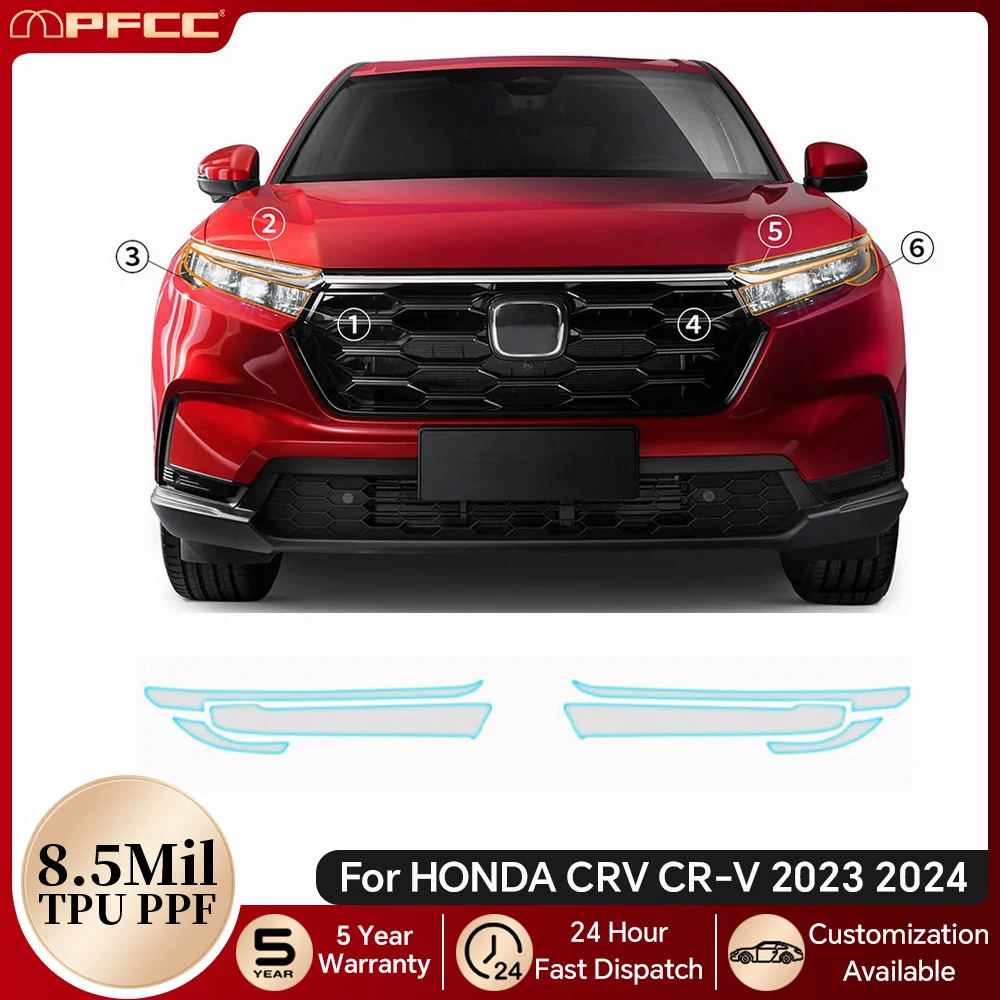 

For HONDA CRV CR-V 2023 2024 Car Headlight Rearview Door Extended TPU Paint Protection Film Pre-cut PPF Clear Bra Anti-scratch