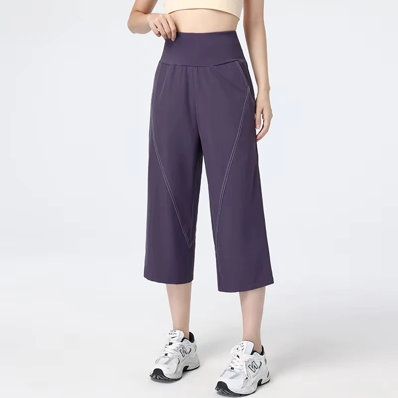 PHIGEER High Waisted Yoga Capris with Pocket Lightweight Non See Through Workout Athletic Running Capri Pants Women's Sweatpants