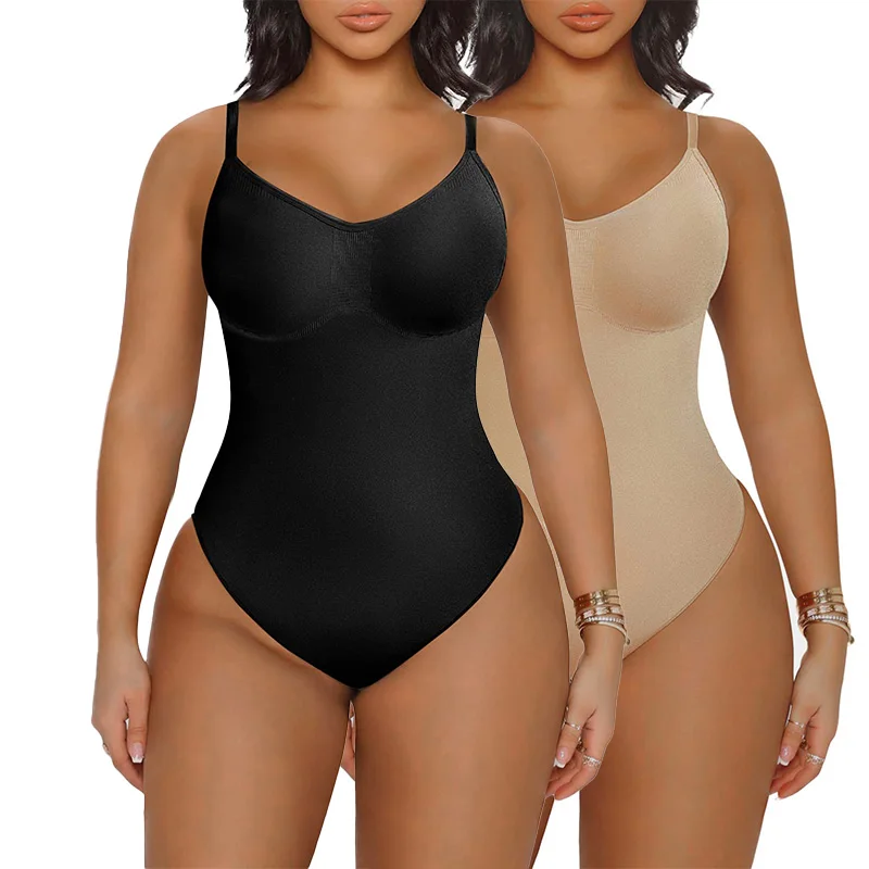 

LILVIGOR Black Bodysuit Women Tummy Control Shapewear Seamless Sculpting Body Shaper Sleeveless Tops V-Neck Camisole Jumpsuit