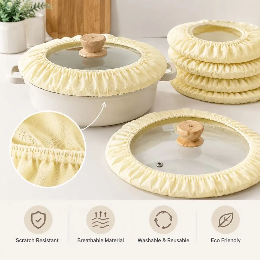 Non Woven Fabric Pot Lid Protective Cover Elastic Edge Anti Scratch Pan Lid Cover Dustproof Anti Collision Pot Lid Dust Cover