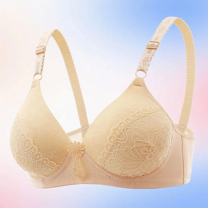 Draadloze kanten push-up bh voor dames, plus size, ademend, met zijdelingse ondersteuning, anti-doorzakken, vormende lingerie voor meisjes.