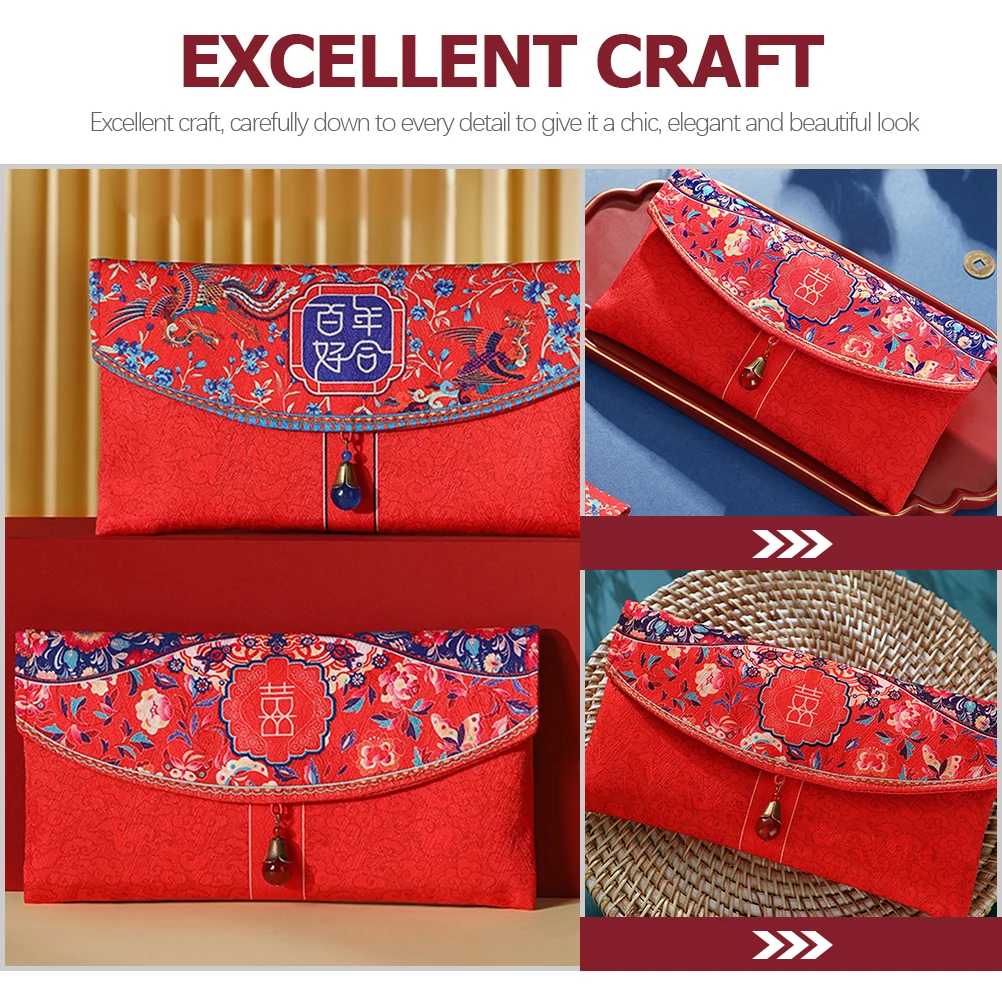 

Envelope Bag Wedding Money Envelopes Cloth Chinese for Cash Card Holder Pocket Bride