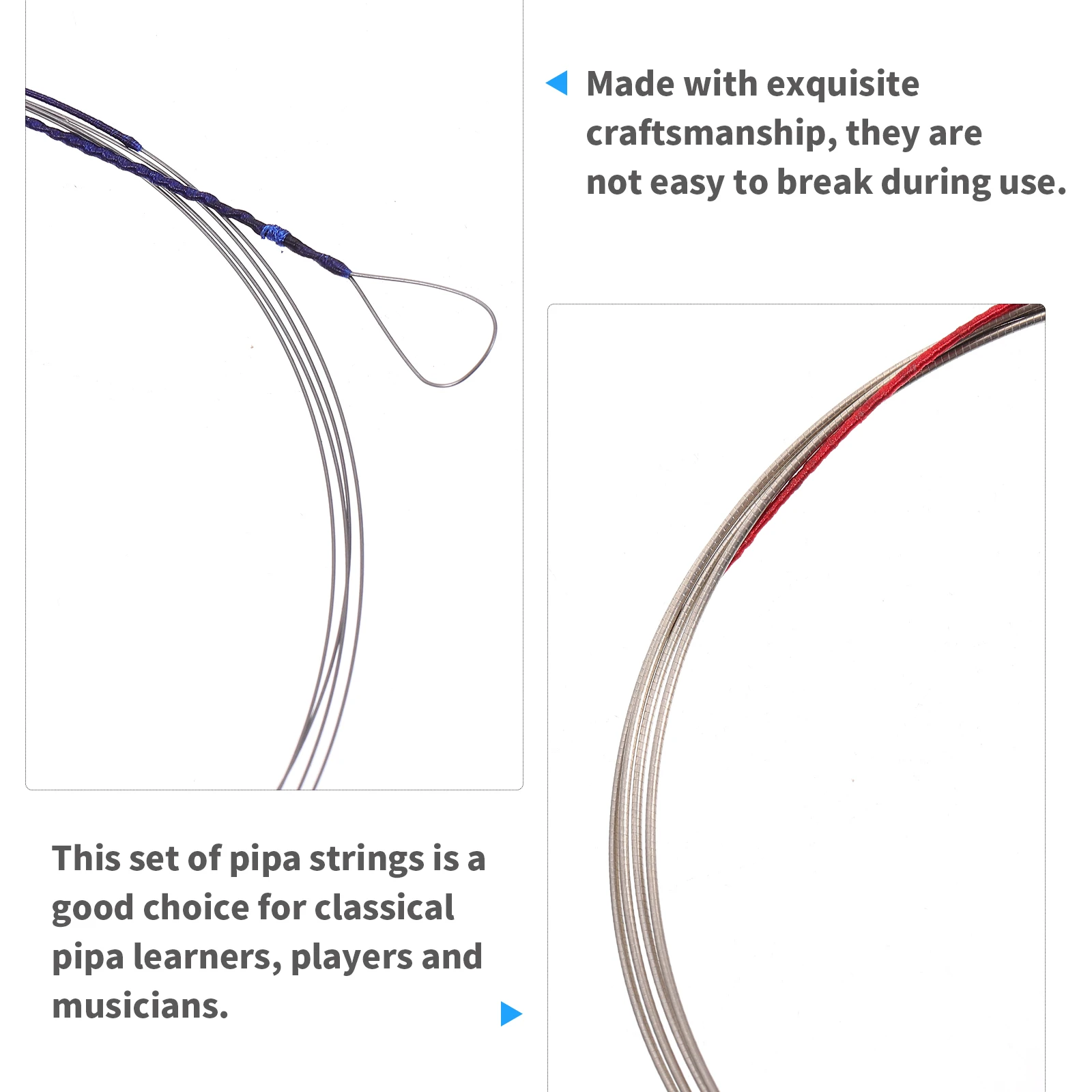 

4 Pcs Pipa Strings Instrument Accessory Component Music Accessories Wire Metal Replacement Learner