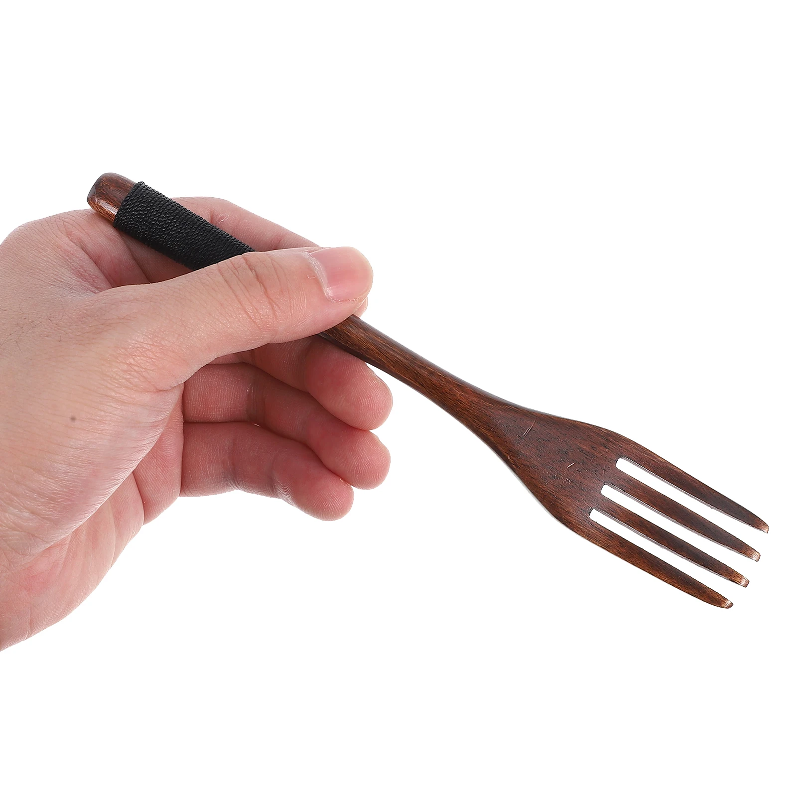 

5Pcs Japanese Style Children Wooden Forks Handmade String Wrapped Natural Wood Small Eating Utensils Salad Dessert Snack Forks