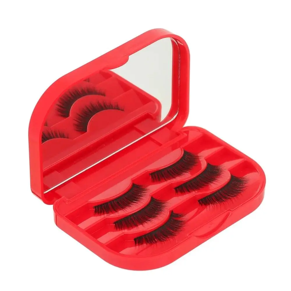 

Empty False Eyelashes Storage Box With Makeup Mirror Plastic 3 Pairs False Eyelash Box Waterproof Lashes Container Box Women