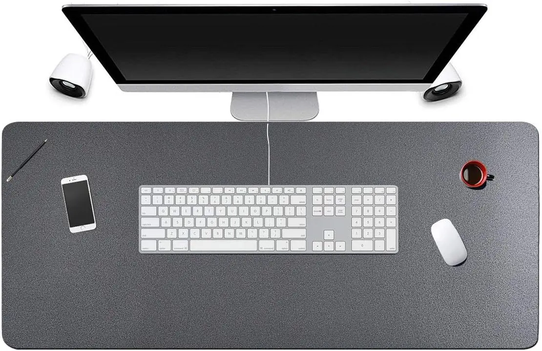 

31x13 Inch Desk Pad for Office Home, PU Leather Waterproof Large Desk Writing Mat, Dual Use Mouse Pad Protector, Grey