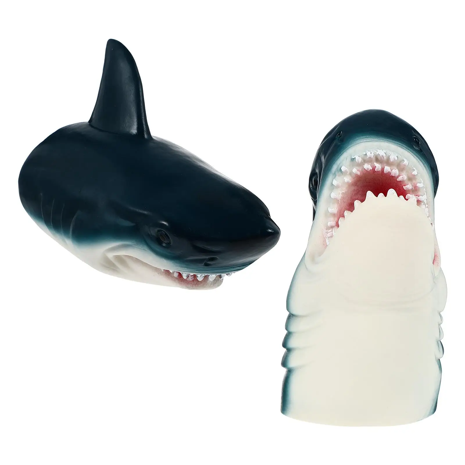 

2 Pcs Hand Finger Toy Animal Puppets Playful Shark Vinyl Game Toys Head Biting Child