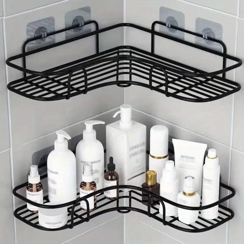 Space Saving Corner Shower Rack - Triangular Bathroom Organizer Without Drilling, Suitable for Storing Shampoo and Soap