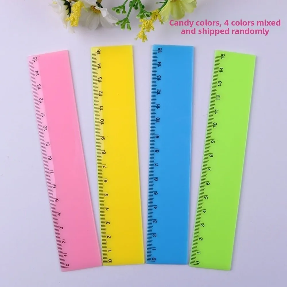 4pcs Candy Color 6 Inch Rulers Clear Scale Centimeter Plastic Ruler Set Measuring Tool Accurate Advertising Gift Ruler
