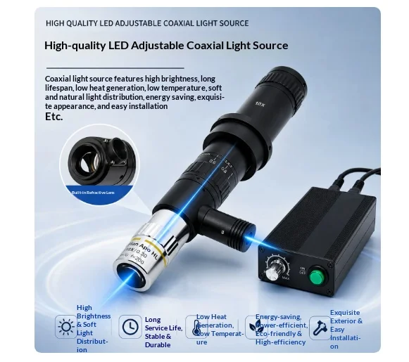 HD Industrial Microscope Coaxial Light 0.6-5X Continuous Zoom Metallurgical Infinity Plan Objective Combo Lens