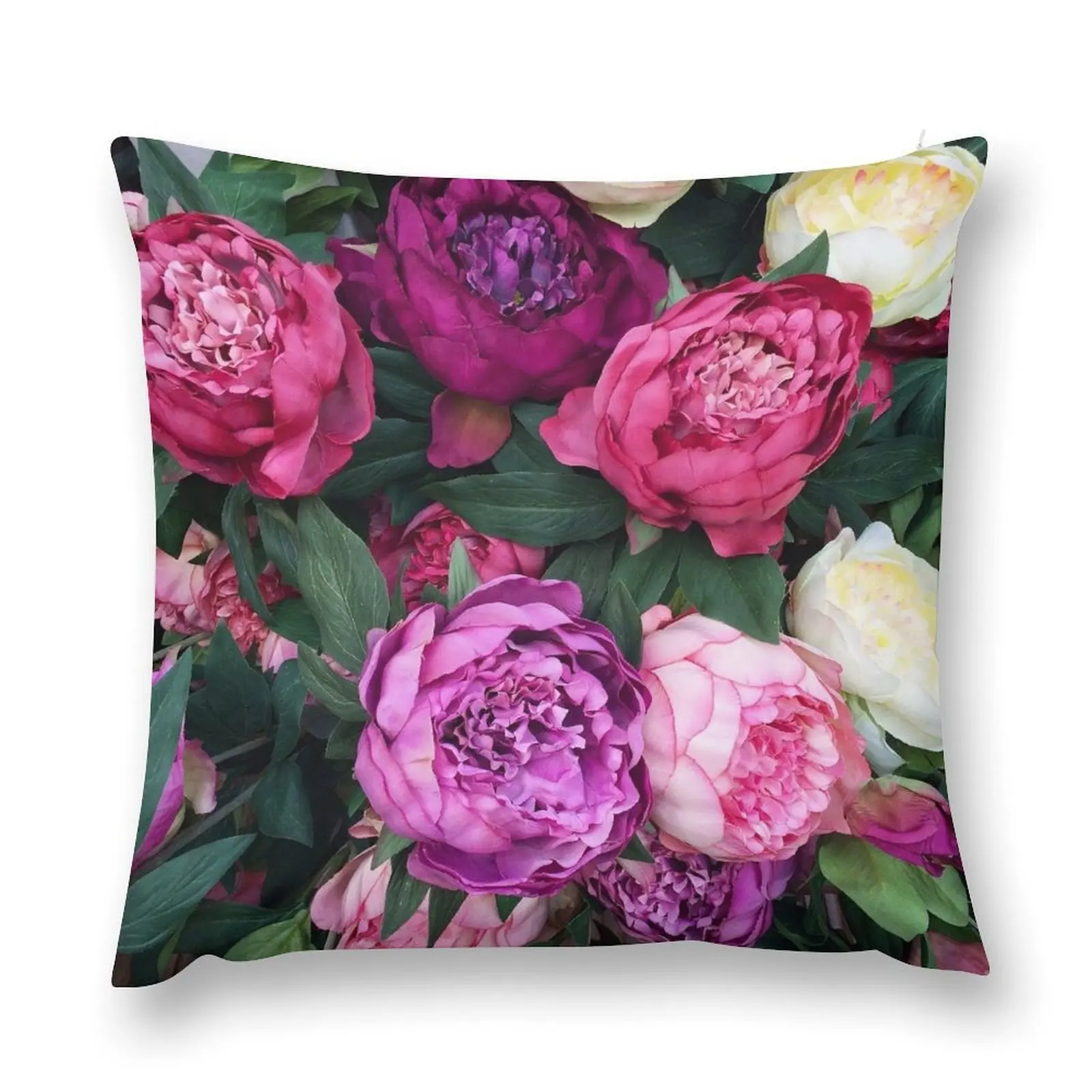 Pink Purple White Peonies Bouquet Throw Pillow Sofa Covers sleeping pillows pillow