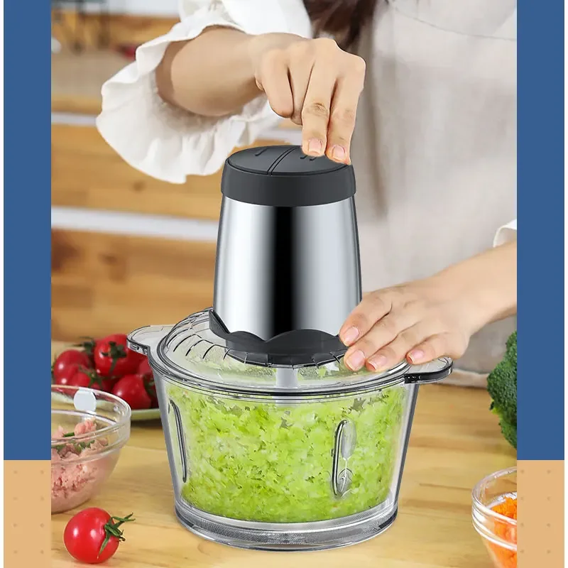 Stainless Steel Electric Meat Grinder Food Processor Chopper Kitchen Machines Vegetable Chopper Slicer Machine Household Grinder