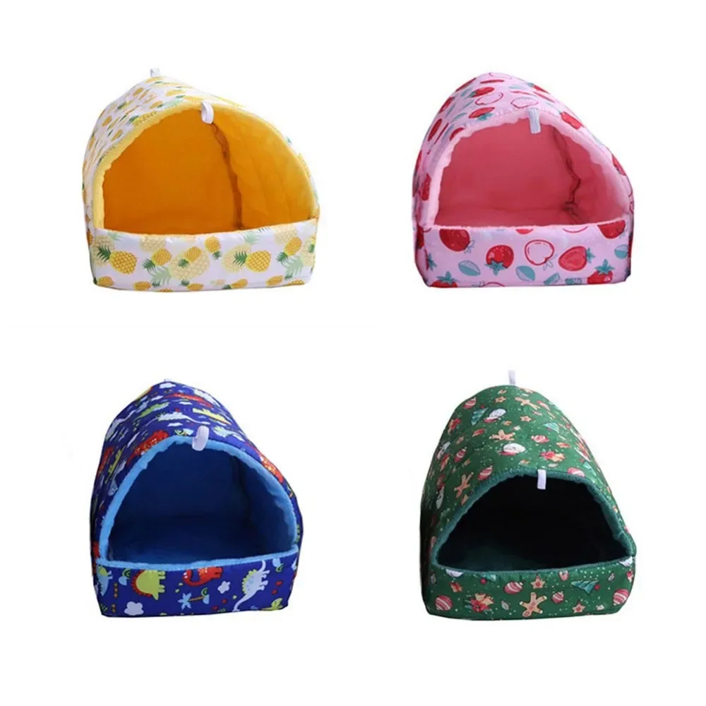 Cute Cartoon Rat Hamster House Bed Winter Comfortable Foldable Guinea Pig Hanging Tent Sleeping Nest Ferret Cage Accessories