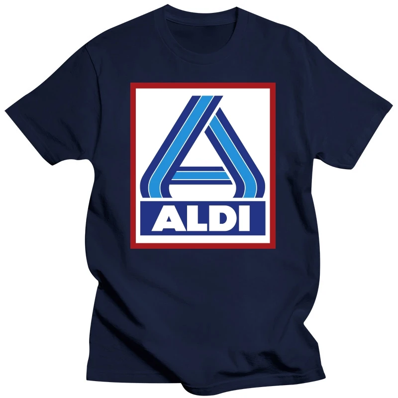 Aldi T shirt logo store aldi supermarket redneck cadi car park products food purchase