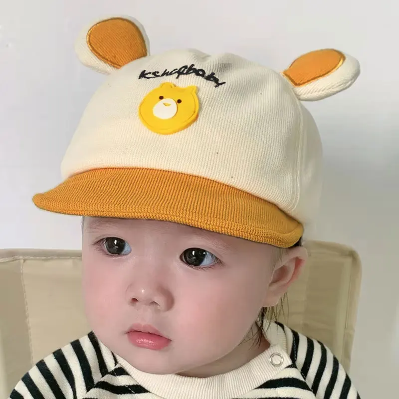 Cartoon Bear Baby Baseball Cap With Ears Cute Animal Sun Hat for Boys Girls Casual Infant Peaked Hat image 3