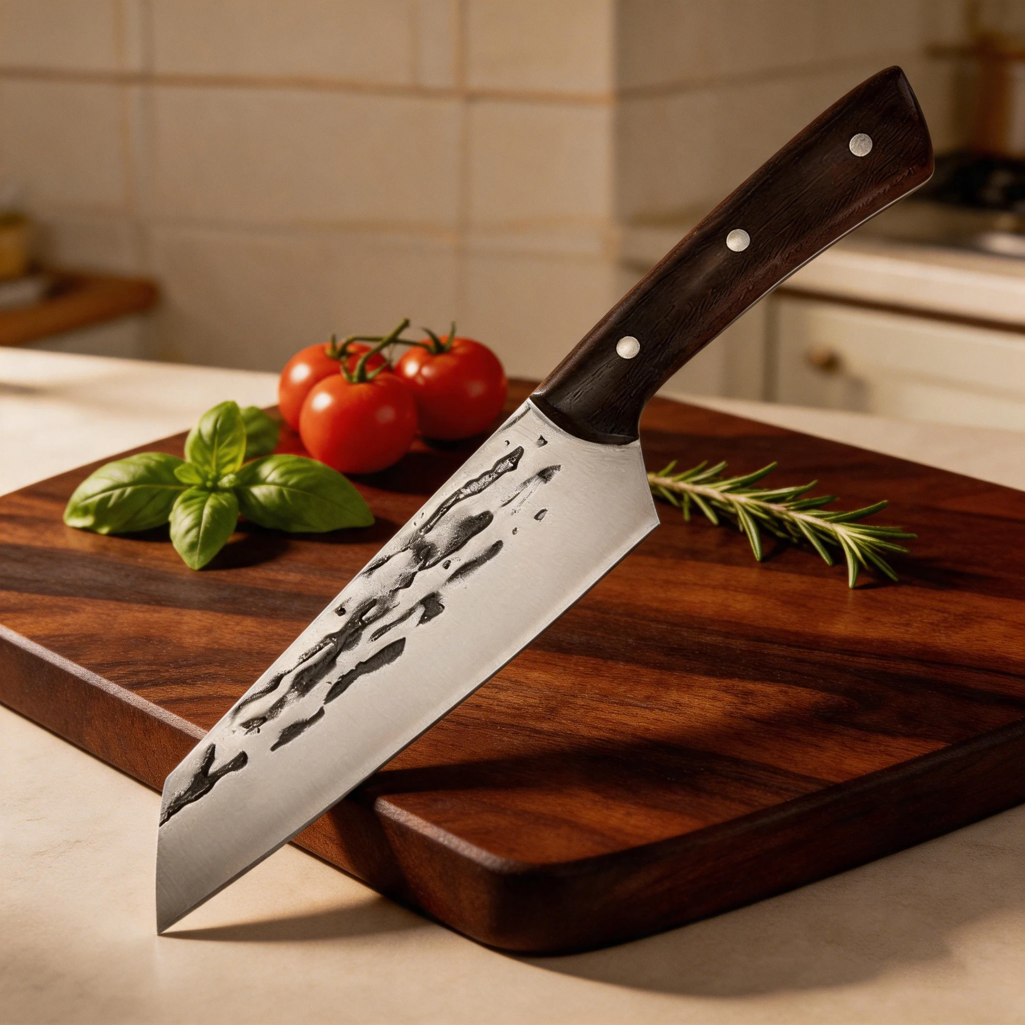 2026 New Model Japanese Stainless Steel Hammered Kitchen Knife, Sharp Fruit Knife, Kitchen Wood Handle Multi-functional Knife