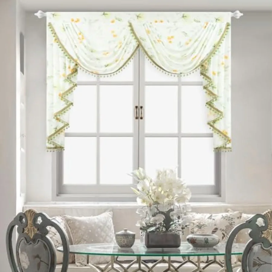 

Прозрачные шторы Ury Sheer Vnce Curins - Waterfall SwaSle с дизайном из бисера и узором, 59 дюймов шириной, воздушные, легкие, для детской и спальни