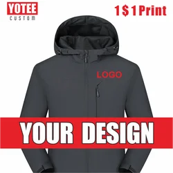 YOTEE-cortavientos impermeable para hombre, chaqueta a prueba de viento con logotipo personalizado, para caza, Camping, senderismo y pesca al aire libre