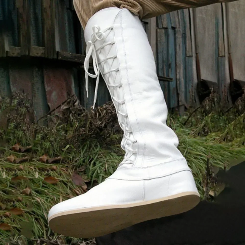 أحذية الهالوين التنكرية الرجعية: أحذية جلدية للأميرة والرجال الأمير فارس القرون الوسطى القوطية #5