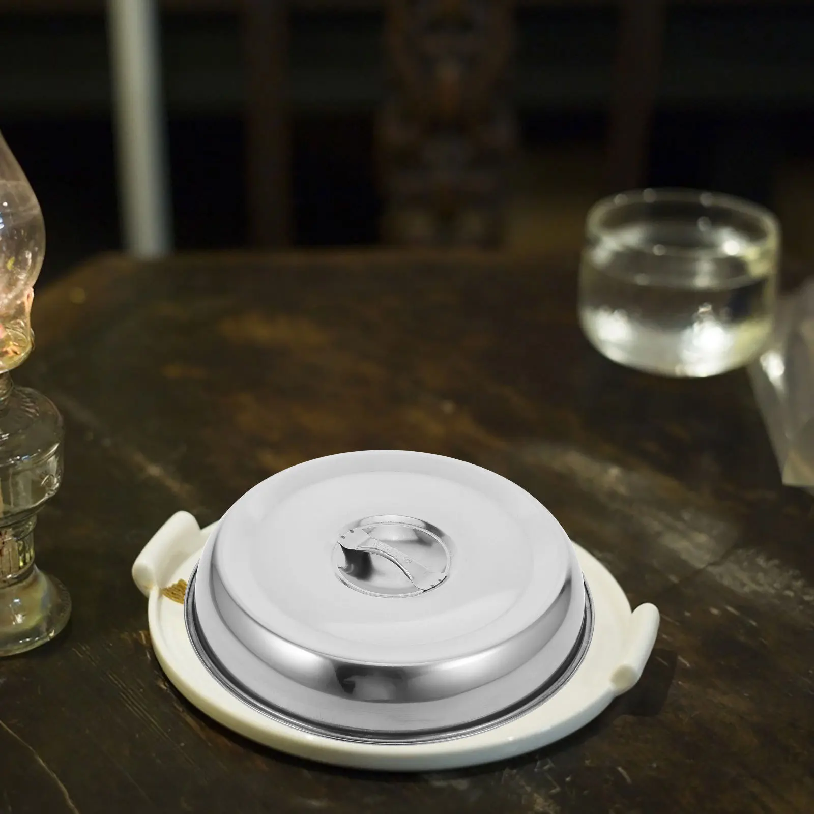 

Stainless Steel Steak Cover Round Food Dome Lid Versatile Pot Cover Professional Kitchen Accessory Sleek Design