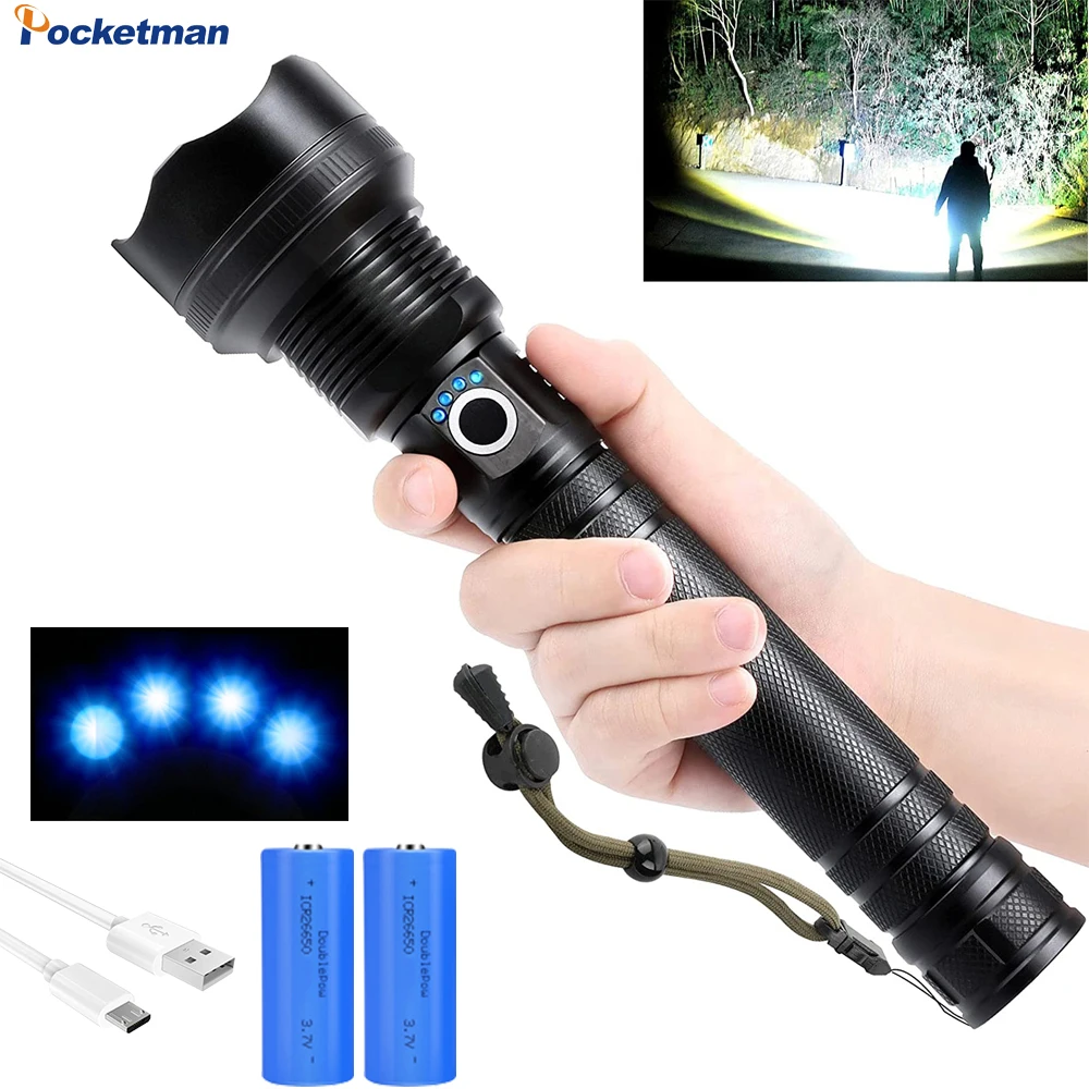 Super Bright LED Flashlight Tactical Flashlight USB Rechargeable Flashlight Waterproof Torch for Camping Hiking Emergency