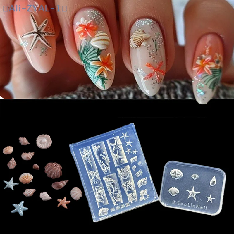 【ZYAL-1】Nail Art Zachte Siliconen Mal Shell Conch Mallen 3D Siliconen Gesneden Oceaan Stijl DIY Nail Design Sjabloon Nagel Accessoires