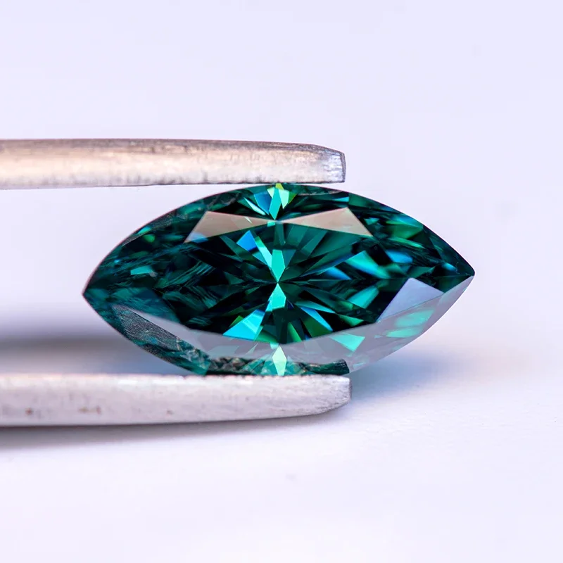 Moissanite Stone Marquise Cut Primary Color Emerald Green  Lab Grown Gemstone for Diyfor Jewel Making with GRA Certificate
