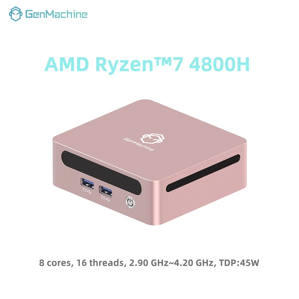 GenMachine MINI PC AMD Ryzen7 4800H Windows 11 Ryzen 16GB DDR4 512GB PCIe 3.0 WIFI6(2.4GBPS) RTL8852, BT5.2 4.2GHz Gaming Pc