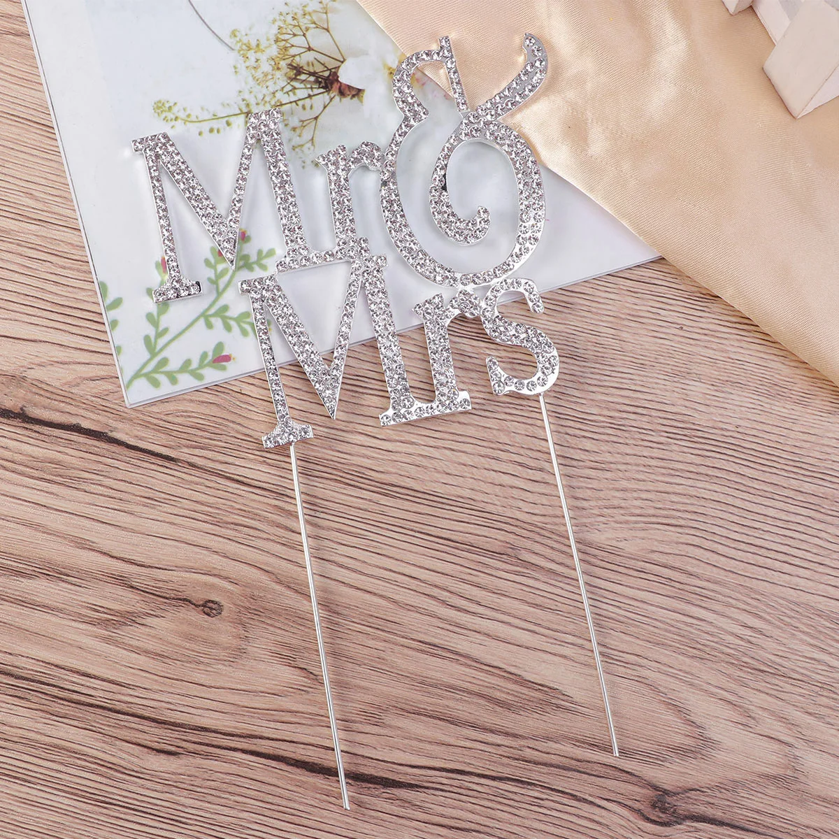 1 pezzo di topper per torta in lega di diamanti Mr Mrs Wedding Party Silver Cake Picks Decorazione romantica per fidanzamento di compleanno