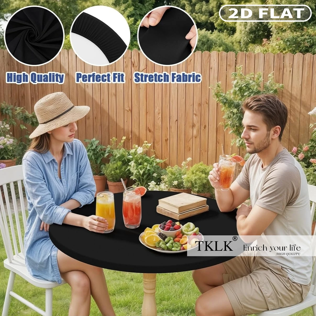 1pc Custom Round Spandex Table Cover, Elastic Fitted, Stretch Cover Durable Fabric for Weddings, Valentine's Day, Christmas