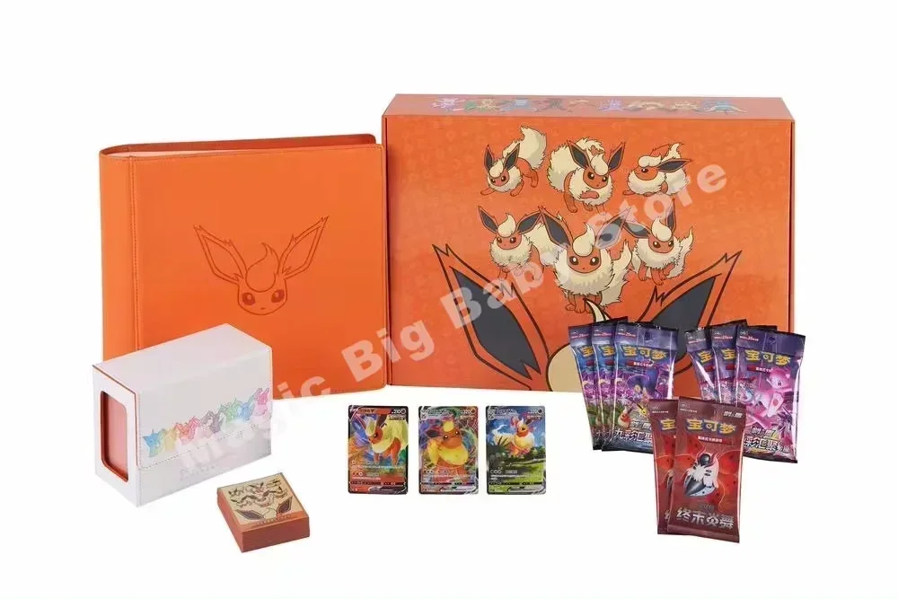 Original genuíno pokemon ptcg cartão chinês ibrahimovic caixa de presente avançada reib fogo eevee água eevee nove cores reunir pengyuan