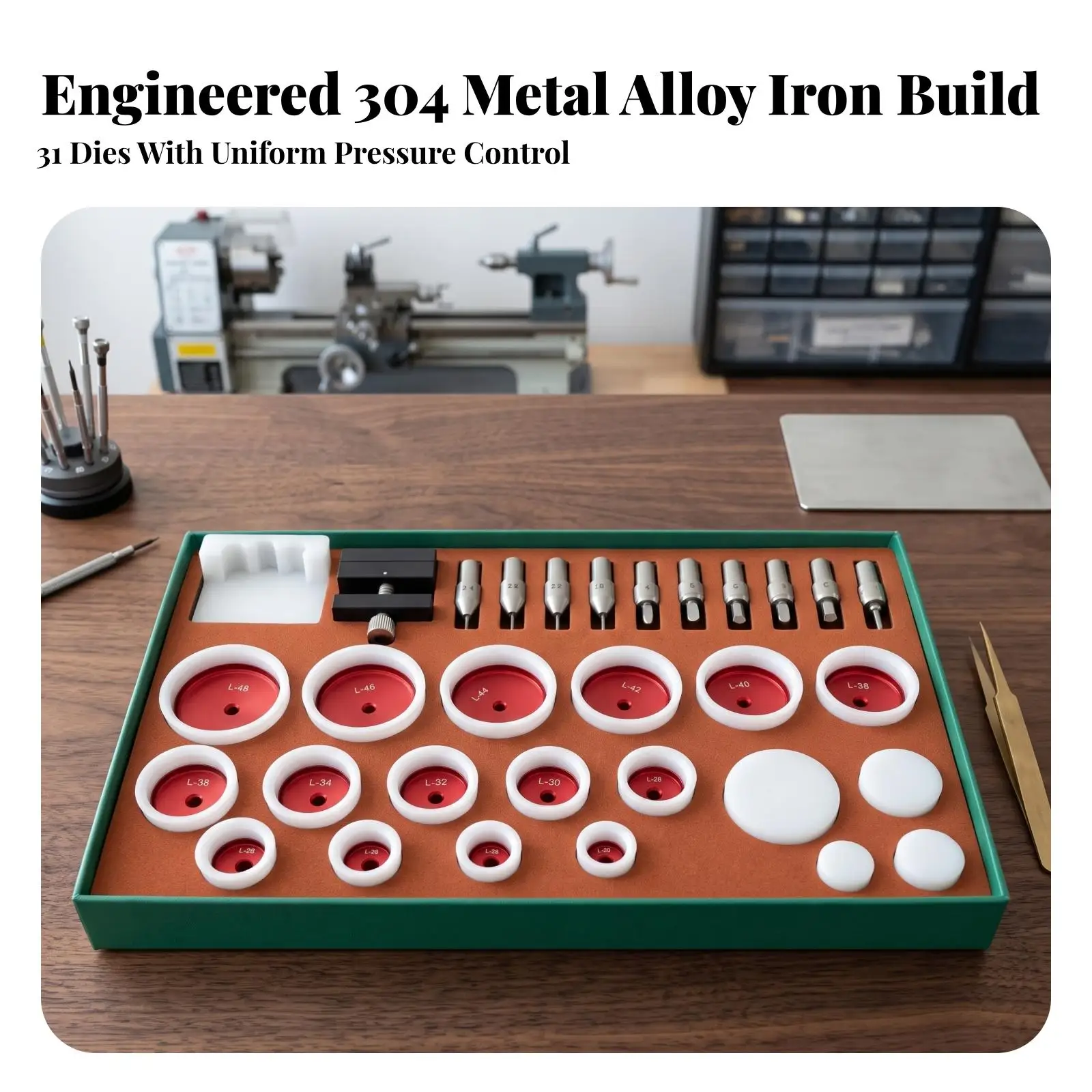 Watch Press with 31-Piece Die Set Sturdy for Workbenches, Hobbyists