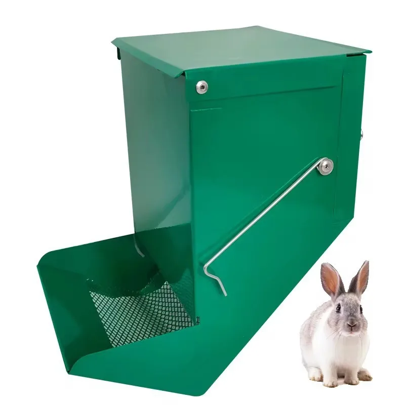 Feeding Trough Galvanized Metal Rabbit Feeder Small Animals