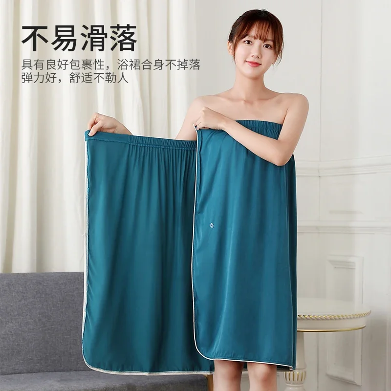 Bathroom Wearable Cotton Bathrobe for Women, Shower Soft Bath Towel for Adults, Home Beauty Salon, Sweat Sauna Towels
