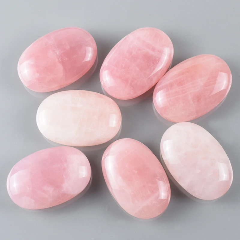 Wholesale Rose-Quartz Natural Energy Hot Massage Tools Chakra Palm Stone Relieve Stress Back Pain Health Care Beauty Health