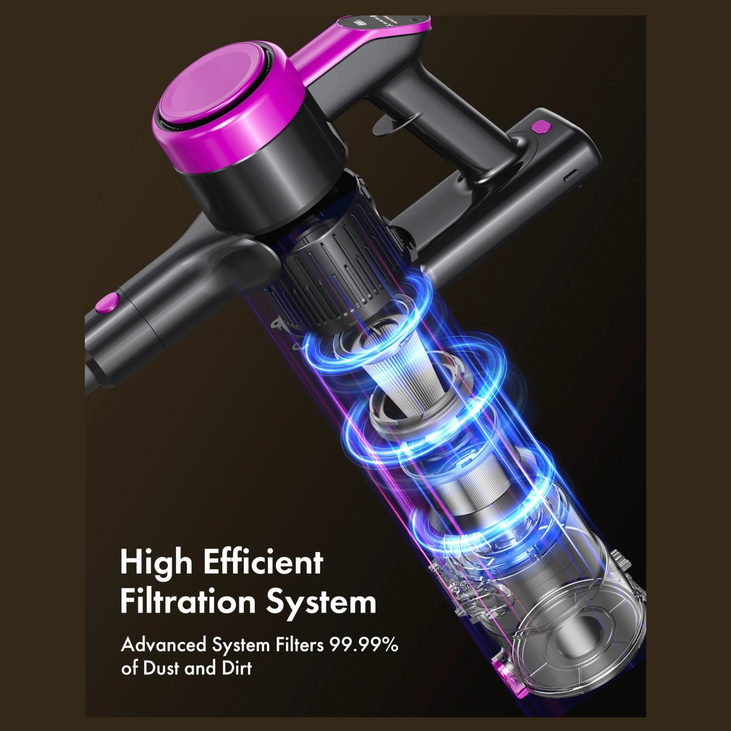 Vacuum Cleaner Cordless  Motor up to 45 Mins Detachable Battery Stick Vacuum With 0.6L Dust Cup Touch Display for Carpet Hardwoo