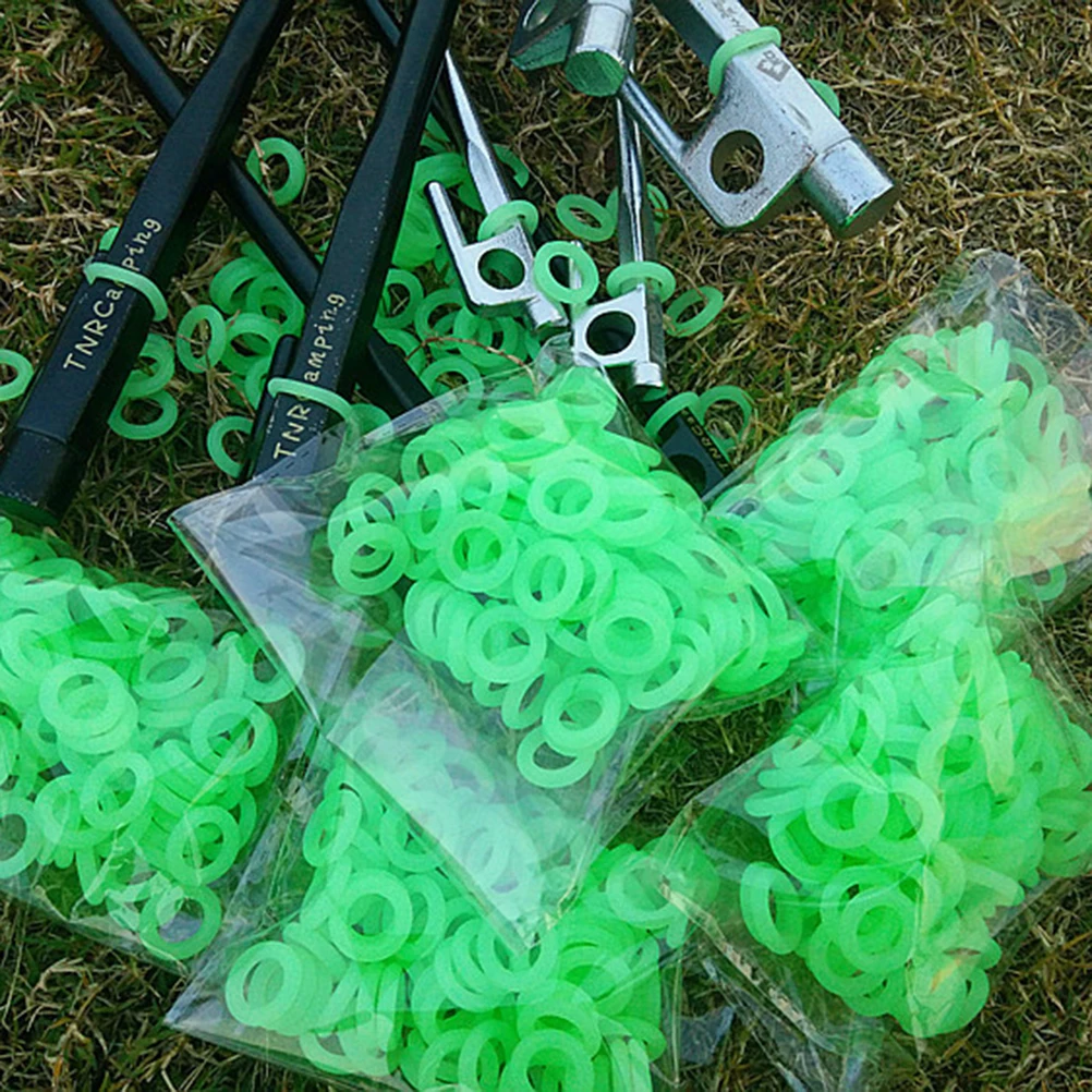 

100Pcs Tent Stake Fluorescent Silicone Rings Night Safety Markers for Camping Hiking Travel Tent Stake Fluorescent Ring
