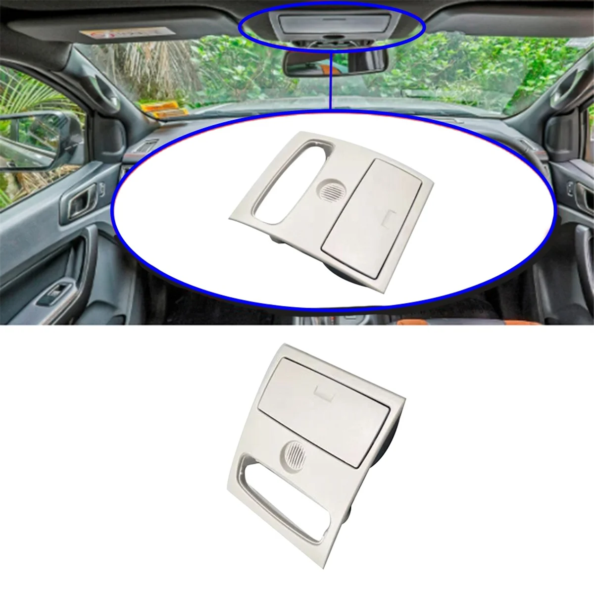 Telhado dianteiro do carro Luzes de Leitura Tampa, Espetáculo Caso Guarnição para Ford Ranger Everest Mazda Bt50 2012-2019 CN15-A519A58-AA