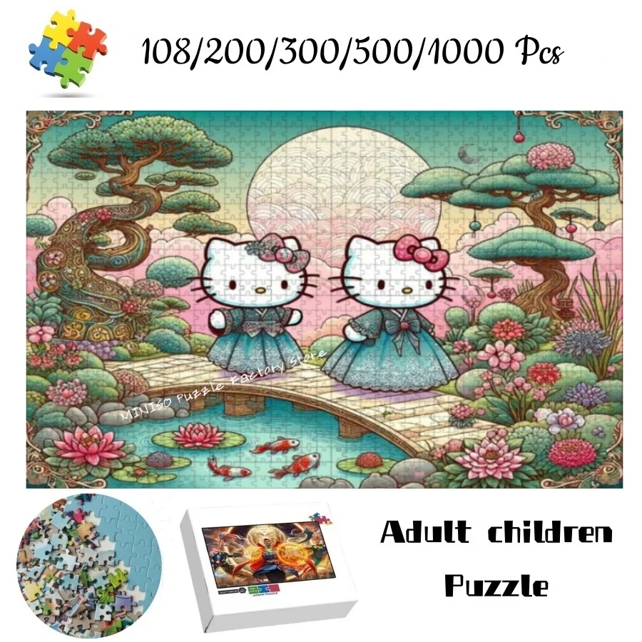 

Hello Kitty Wooden Jigsaw 108/200/300/500/1000 Pieces Wooden/cardboard Puzzles for Adults Kids Gifts Educational Toys Tangram