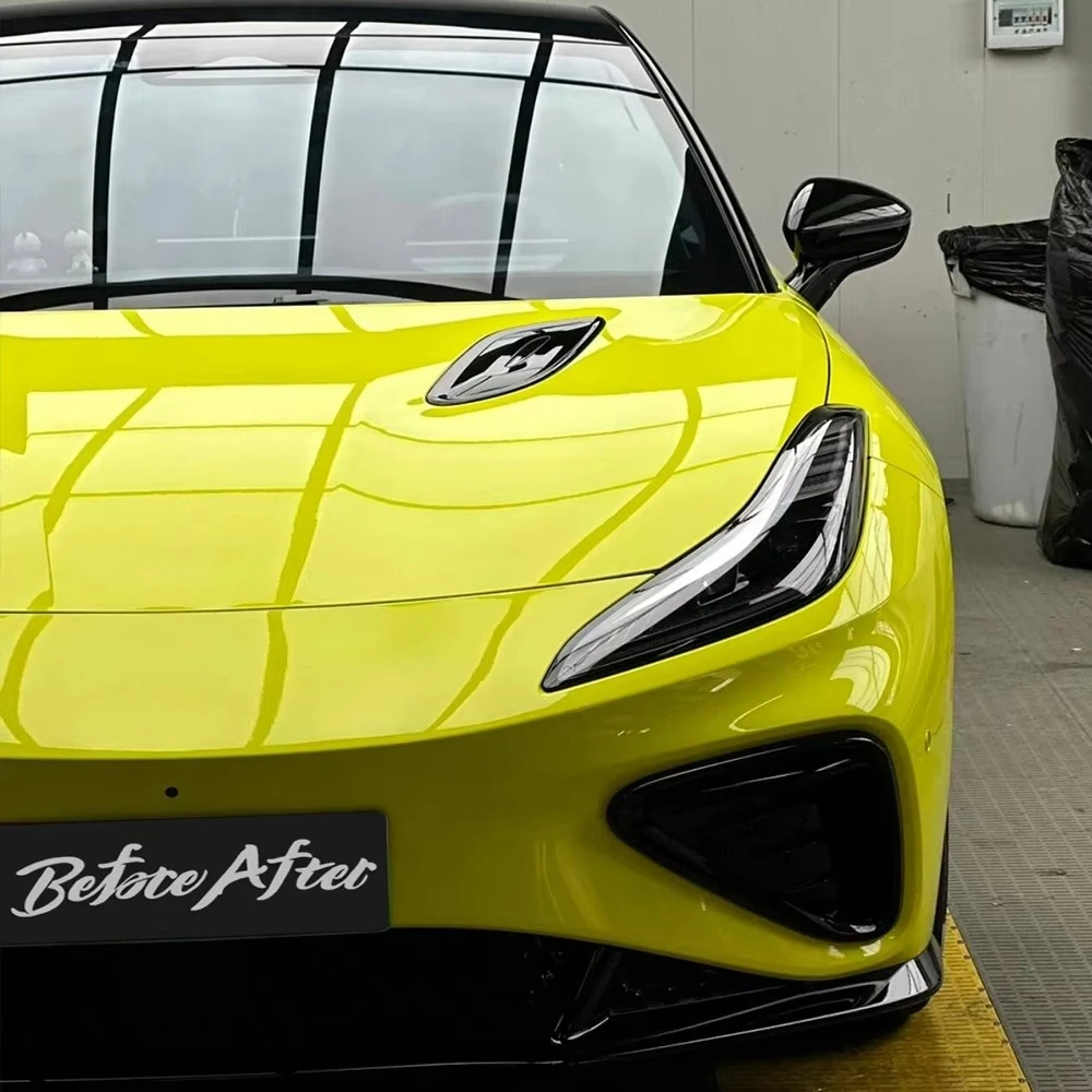 Factory Wholesale 1.52x17M Super Glossy Crystal Lemon Yellow Car Wrap Vinyl Car Body Color Change Film