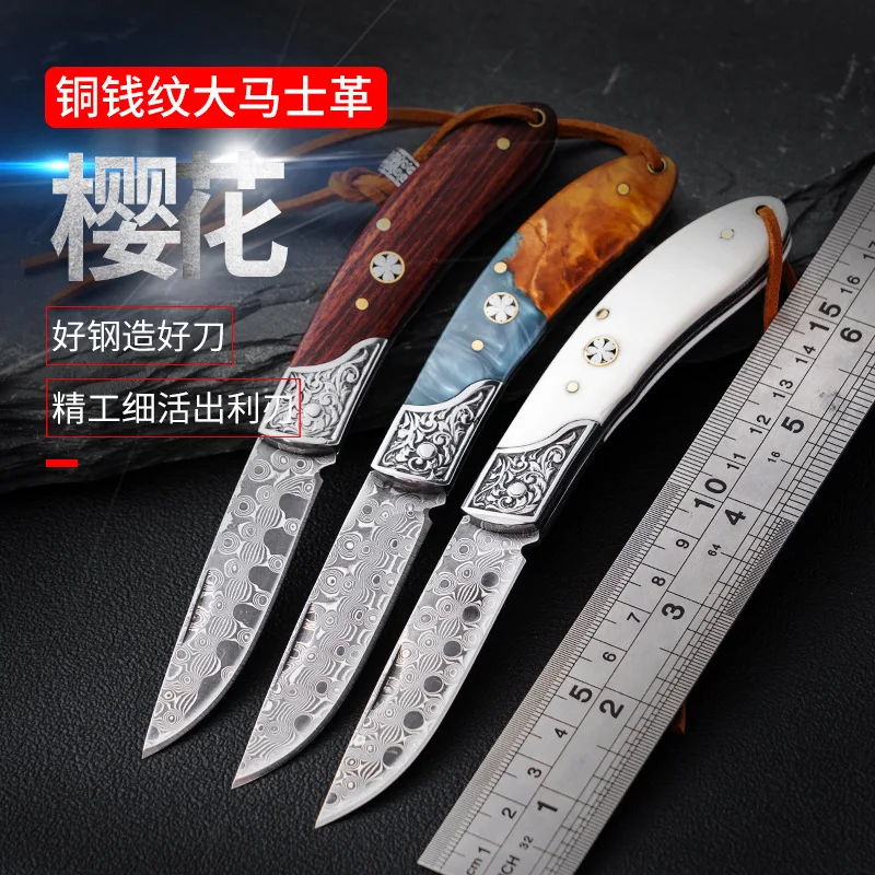 

Premium pocket folding knife mini VG10 Damascus Steel High hardness outdoor self-defense portable fruit wilderness camping knife