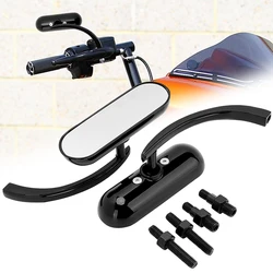 1pair Universal 8 10mm Mini Oval Side Mirror Motorcycle Bright Black Rearview Mirrors For Harley Honda Yamaha Suzuki